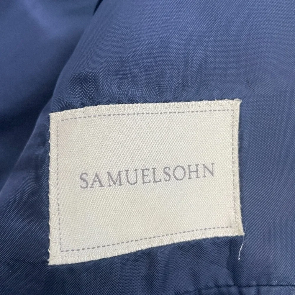 Samuelsohn 100% Wool Sport Coat Men 42/36R Blue Stripe Double Vent Preppy Canada